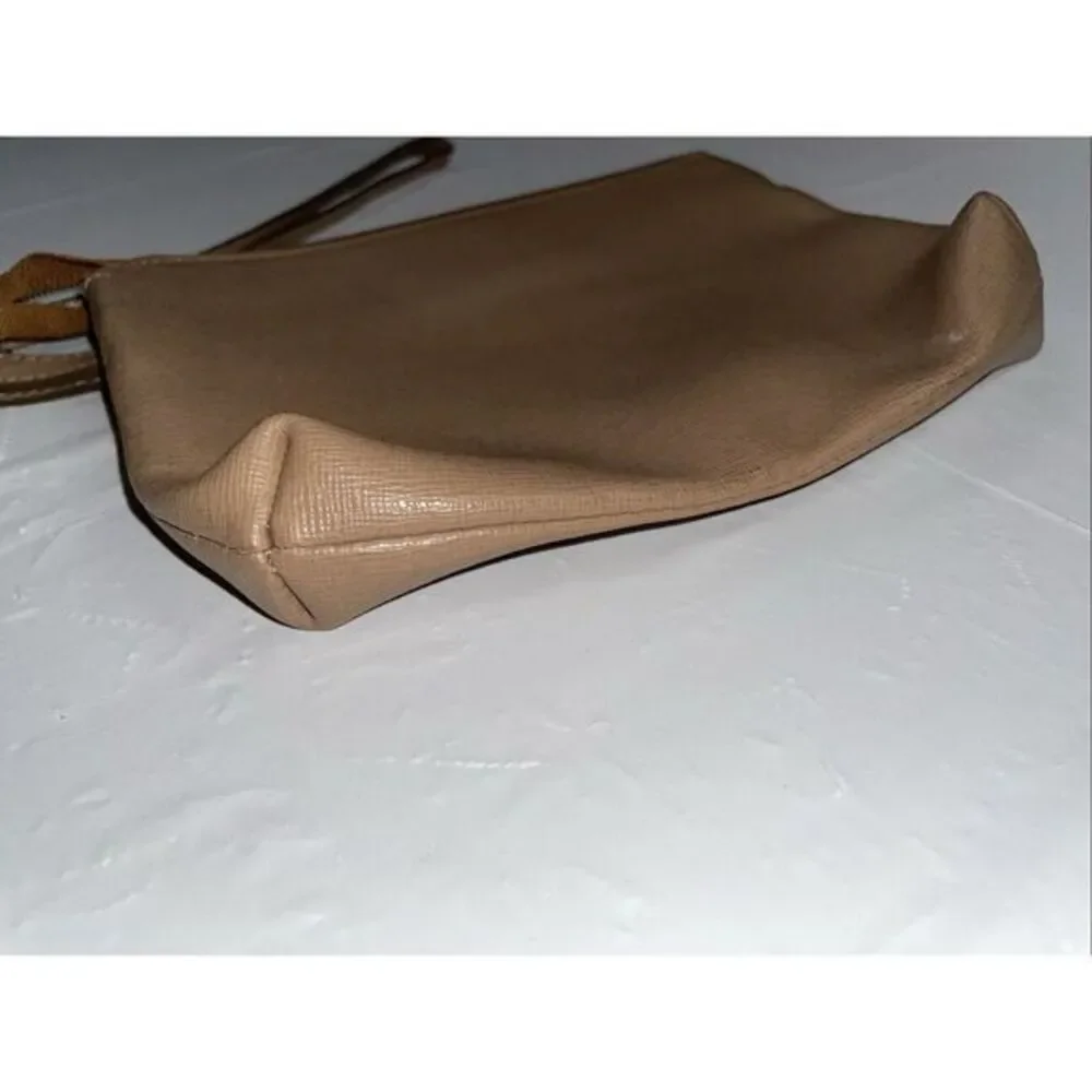 Valentina Leather Wristlet, Tan Made in‎ Italy 8x6
